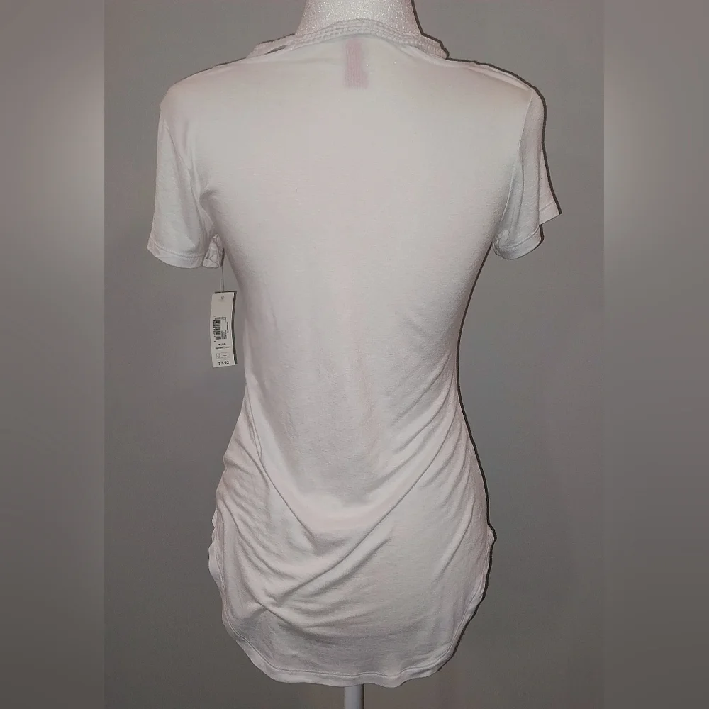 NWT No Boundaries Juniors White Braided V Neck Top Size 7-9 - Picture 6 of 15